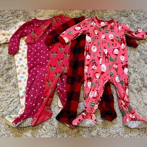 5 Winter and Christmas themed 12-18 months toddler footed one-piece pajamas
